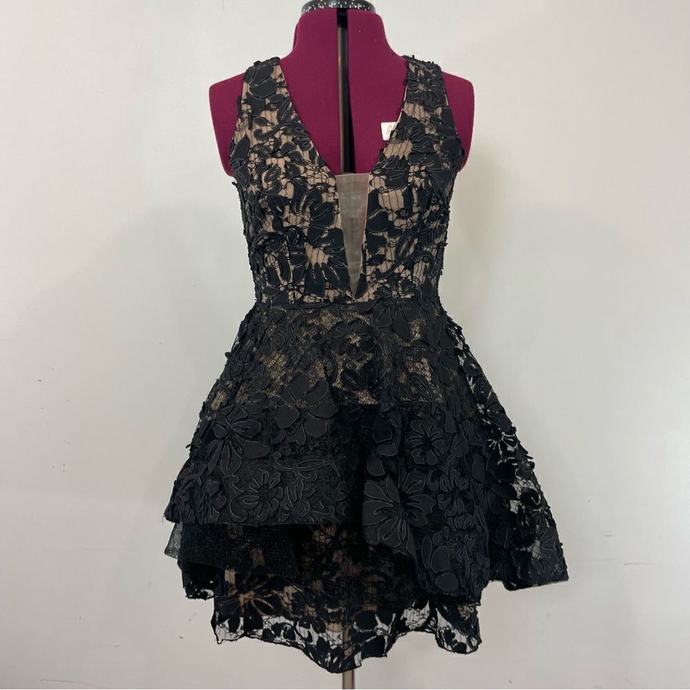 Chelsea Black Lace Mini Dress Cocktail Prom Formal Dress sz S